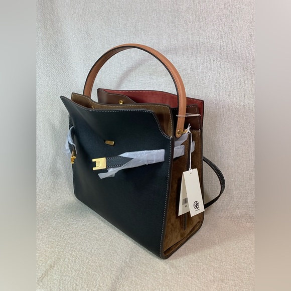 NEW Tory Burch Lee Radziwill Double Black Leather Satchel/Shoulder Bag/Crossbody - Picture 9 of 16